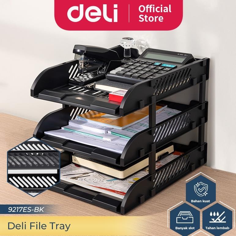 

LINDU Deli File Tray / File Organizer / Rak File Susun Bahan Plastik 3 Tingkat 9217ES