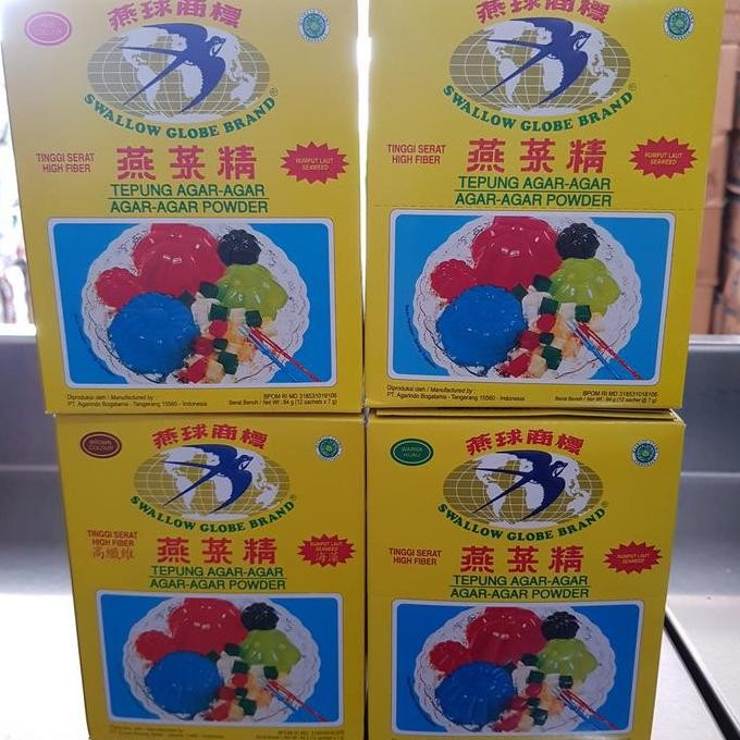 

Ready Agar Swallow Globe Brand Asli 1 Box Isi 12 Sachet Bubuk Bola Dunia