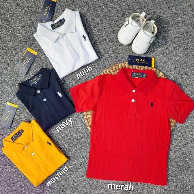 Promo Polo Shirt / Kaos Anak Warna Merah, Putih, Kuning, Navy, Abu, Biru.
