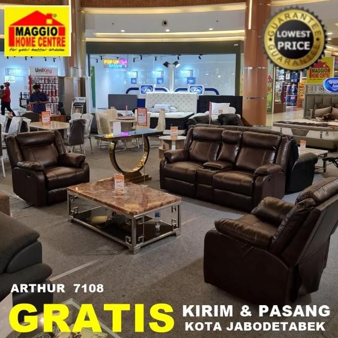 Terlaris Sofa Set Kulit - Sofa Mewah Kulit - Sofa Reclyning 7108 Arthur