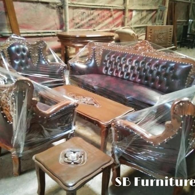 Terlaris Kursi Jati Sofa Romawi Pot Tangan Maroon - Furniture Original