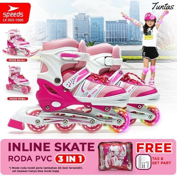 NEW SPEEDS SEPATU RODA DEWASA REMAJA ANAK INLINE SKATE ROLLER SKATE LAKI-LAKI PEREMPUAN BAJAJ SKATE 