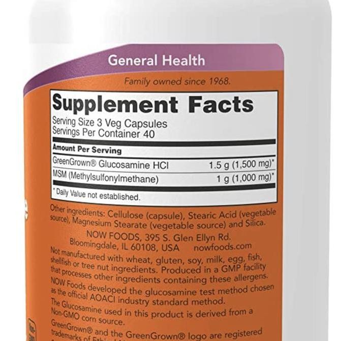 Now Foods Vegetarian Glucosamine & Msm 120 Veg Capsules Joint Health