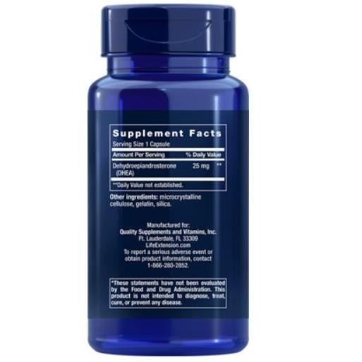 Life Extension Dhea Dehydroepiandrosterone 25 Mg 100 Capsules