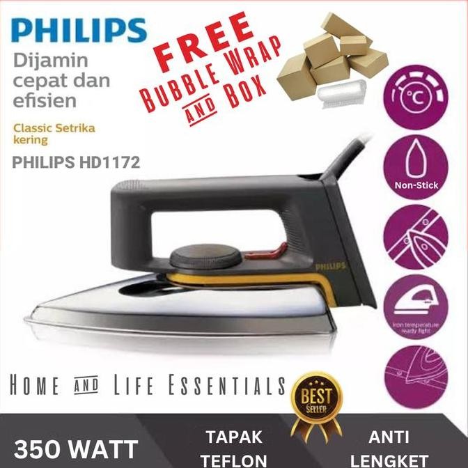 TERBARU - Setrika Philips HD 1172 Gosokan Philips Dry Iron Strika philips HD1172
