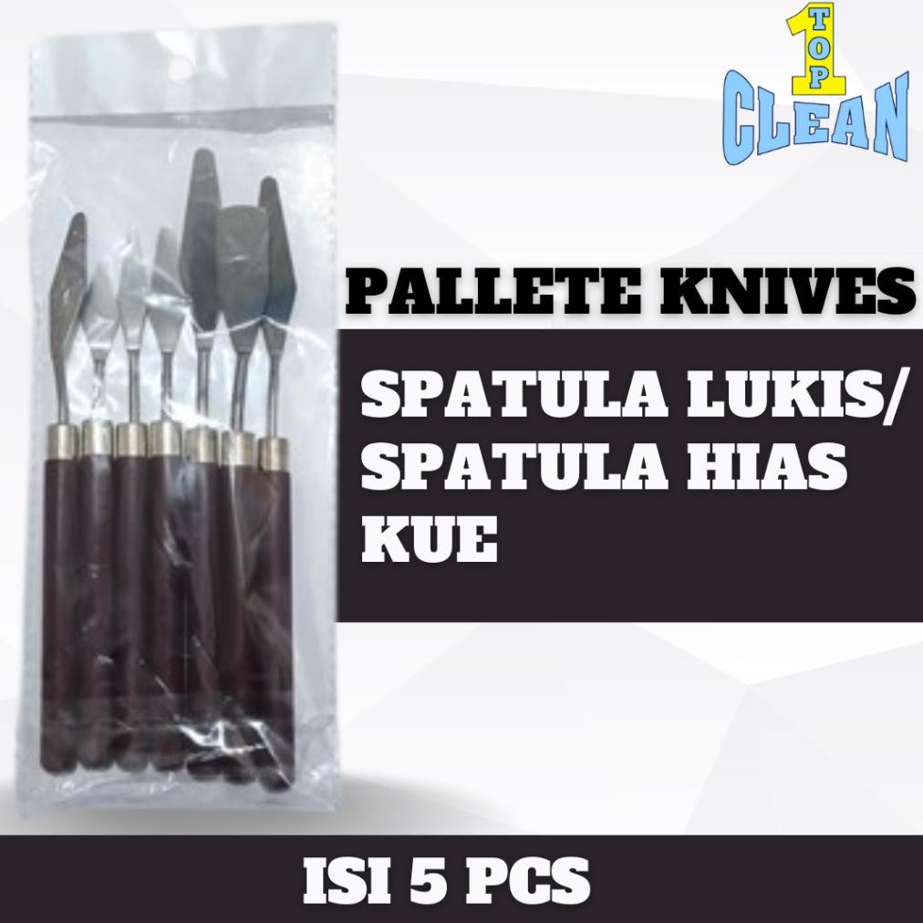 

KA TOPCLEAN SPATULA LUKIS PALET KNIVES ISI 5 PCS untuk melukis dan menghias kue