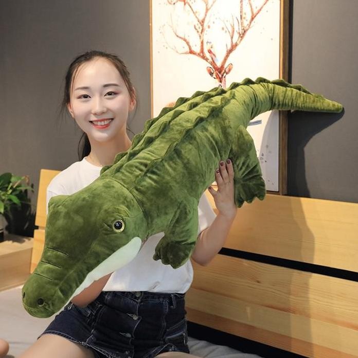 

Terlaris Simulation Large Soft Crocodile Plush Toy Fluffy Full Stuffed Animal Pillow Green Giant Alligator Sofa Cushion Kid Birthday Gift