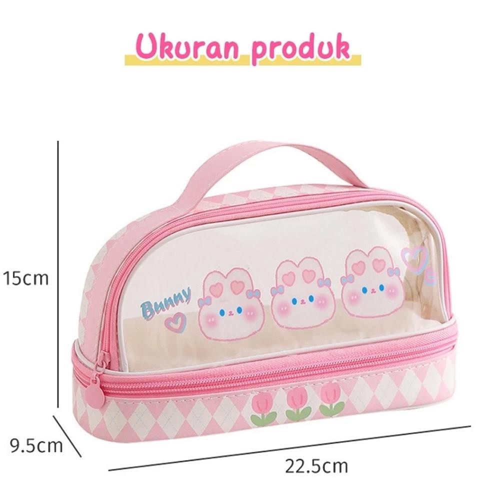 

Uk-75 Vex-2126 Jg-8 Pencil Case Transparan Korea / Tempat Pensil Besar Dua Lapis / Kotak Pensil Premium Berkualitas Uk-75