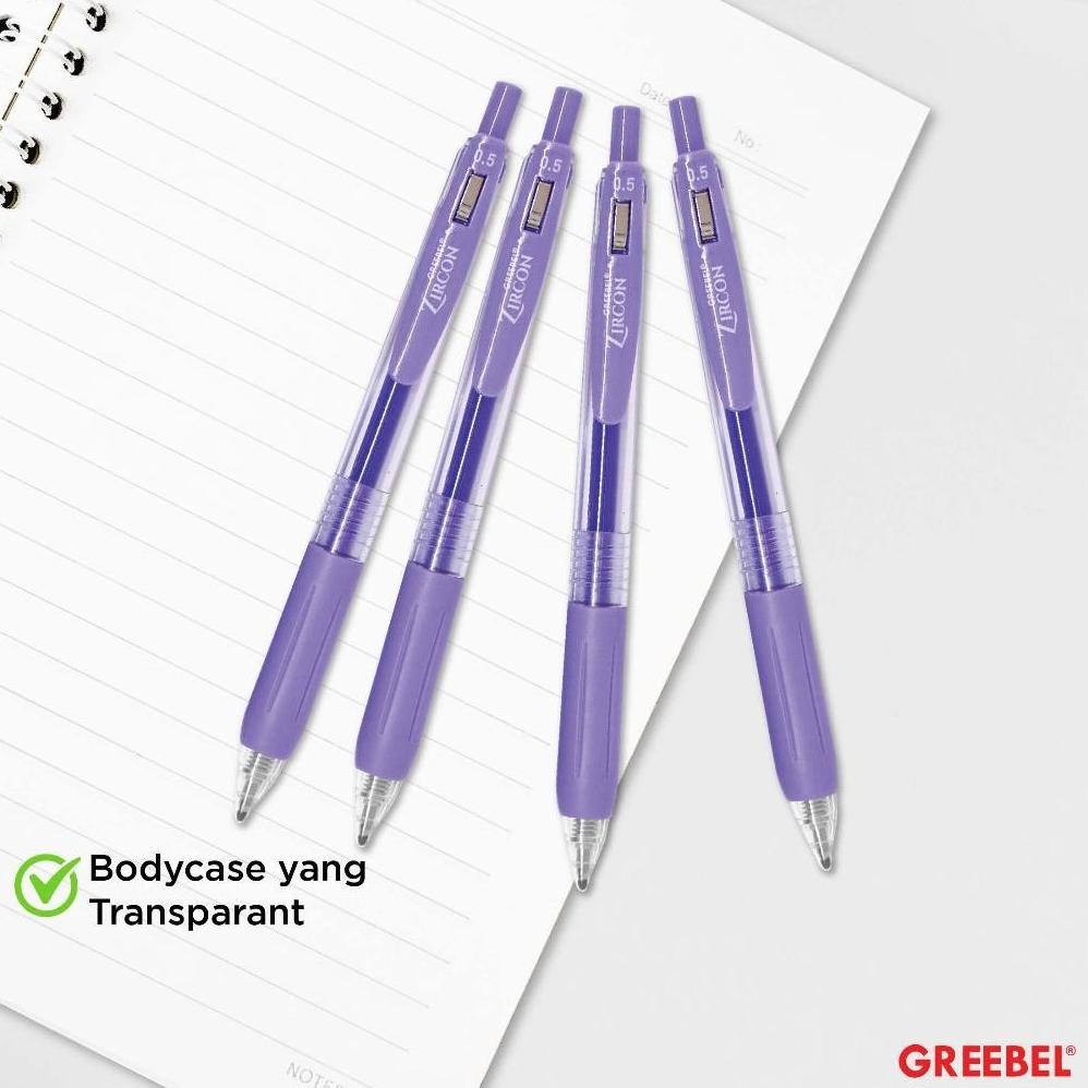 

GREEBEL PULPEN GEL / Gel Pen Zircon GP-509 0.5 Light Purple (12PCS/SET) / Ballpen Gel Ballpoint Bolpen Bolpoin Pena Gel