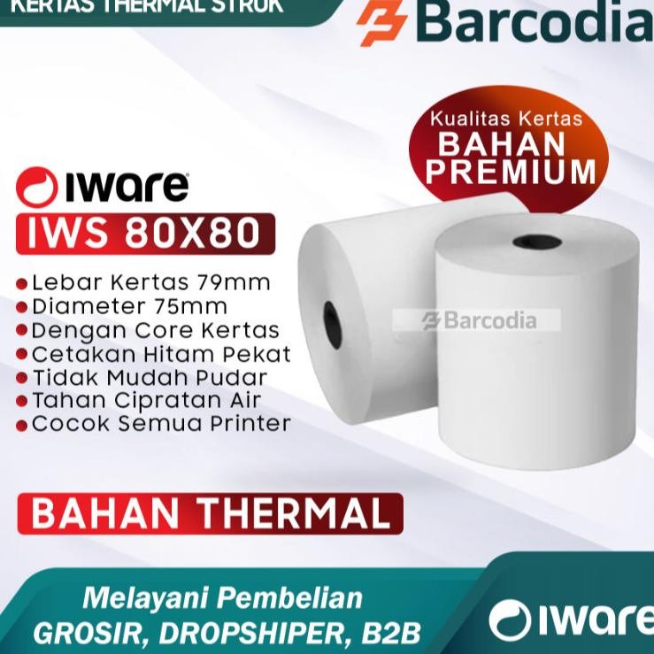 

LINDU Barcodia Kertas Thermal Premium Roll Iware 80x80 mm