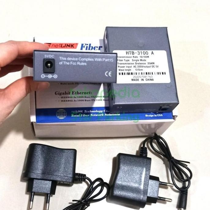 Media Converter HTB 3100 AB HT3100 25KM SC Netlink 10/100Mbps