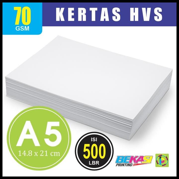 

Terlaris Kertas Hvs 70 Gsm Ukuran A5 (14,8 X 21 Cm) - 1 Rim Isi 500 Lembar Good Quality