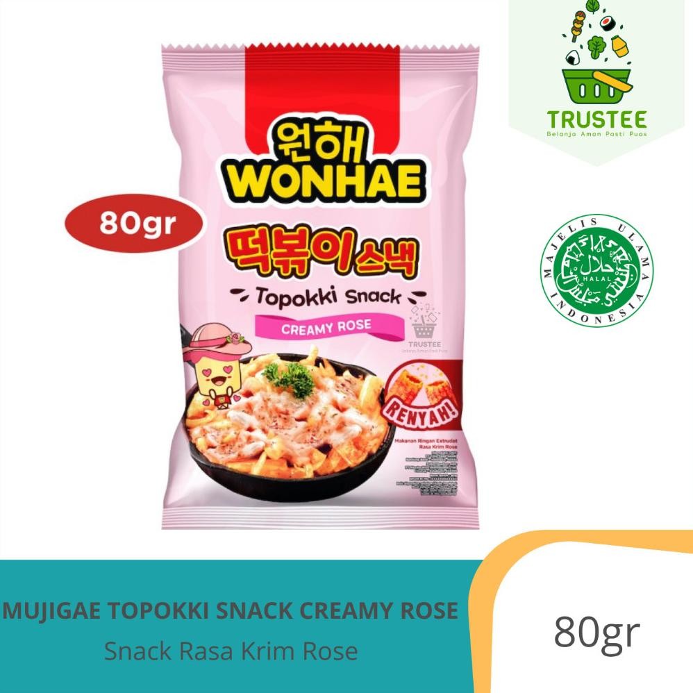 

Bas-12 Kt78 Vex-2126 Mujigae Wonhae Topokki Snack Creamy Rose Spicy Sweet Chocolatte Banana Milk / Snack Kue Beras Halal 80Gr Hemat Premium Bas-12