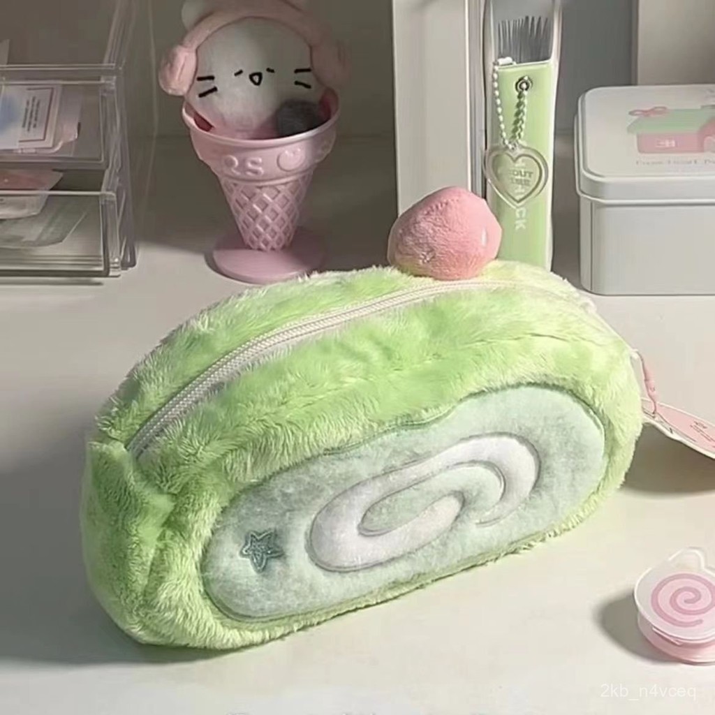 

Melon Swiss Roll Pencil Case Fun Cute Plush ins Creative Versatile Stationery Storage Desktop Large Capacity Student 1N77