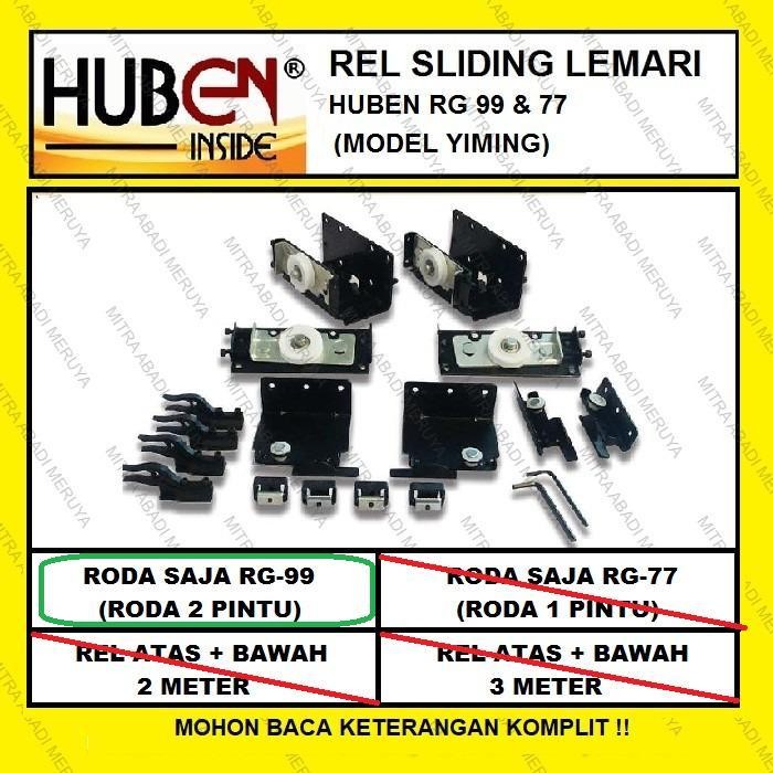 Roda Gantung Huben Rg99 (2 Pintu ) Roda Rel Sliding Lemari Rel Yiming Original Dan Terpercaya