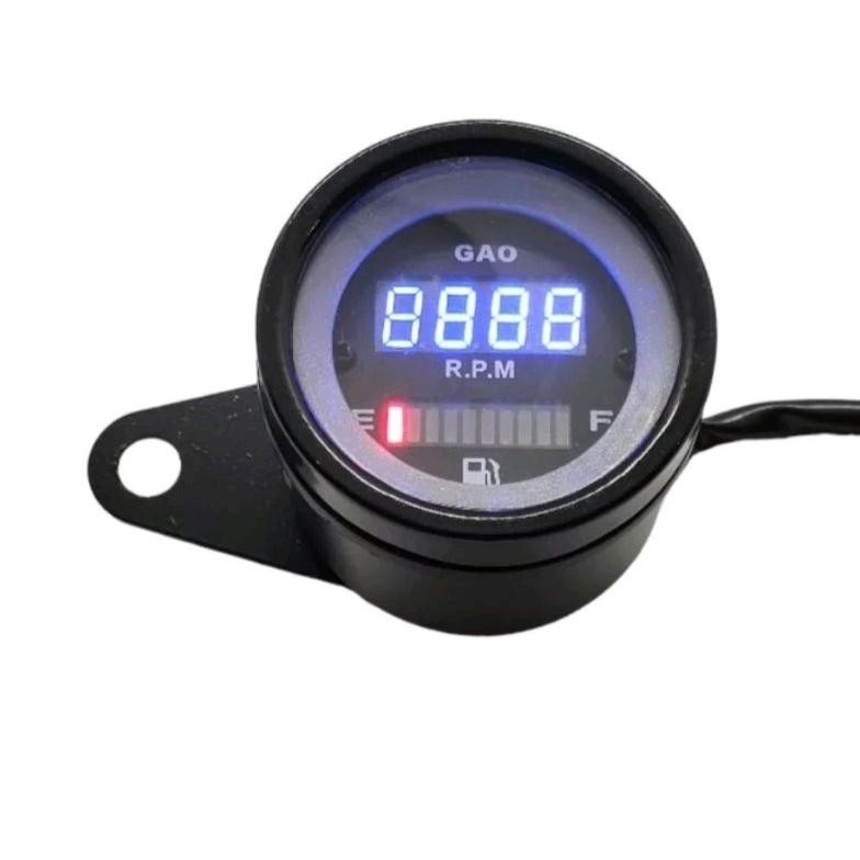 Spidometer Bulat Model RPM + Bensin Motor Dan Mobil Universal