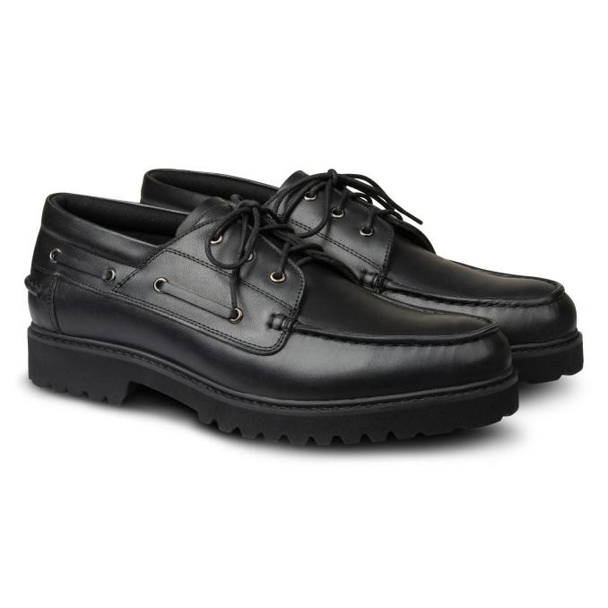 Sam Boat Shoes Black - Nappa Milano - Sepatu Kulit Pria