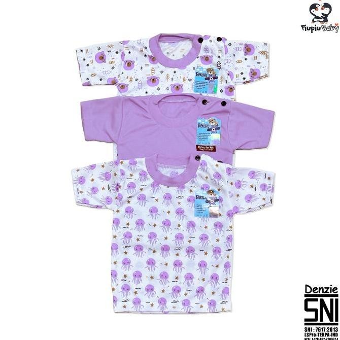 Tersedia Top 1 DENZIE - 3 Set Baju Bayi Seri Lilac Pendek Kancing Bahu Usia 3-24 Bulan Motif Karakte