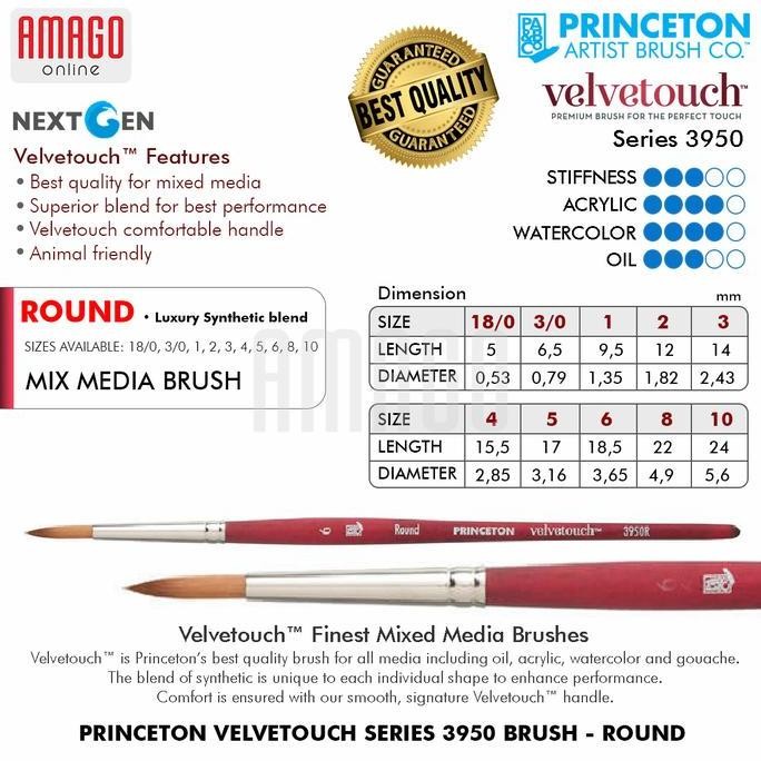

ready !!! KUAS - PRINCETON VELVETOUCH SERIES 3950 BRUSH - SYNTHETIC - ROUND