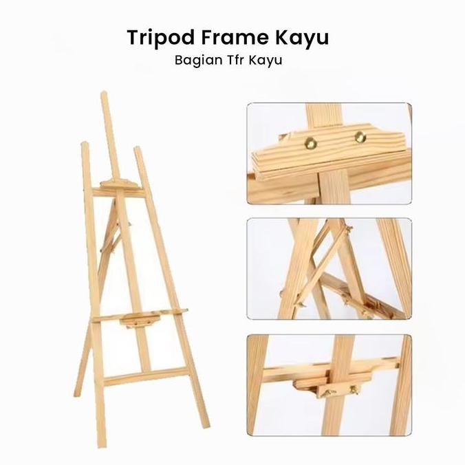 

ready !!! Standing Tripod Wooden Easel Tripod Kayu Stand Lukis Bingkai Foto