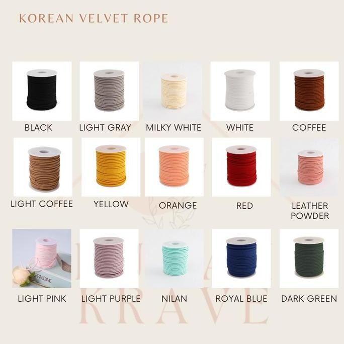 

ready Korean Velvet Rope Roll / Tali Pita Suede 50 yard