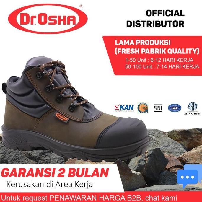 TERBARU - Dr Osha Safety Shoes / Sepatu Safety Elite Ankle Boot 3236 S1 - Sol PU