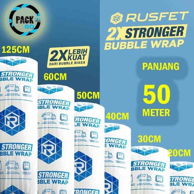 

ready Bubble Wrap Plastik RUSFET BENING 20CM x 50M Berwarna Buble | Bubblewrap PUTIH Tebal SUPER Roll