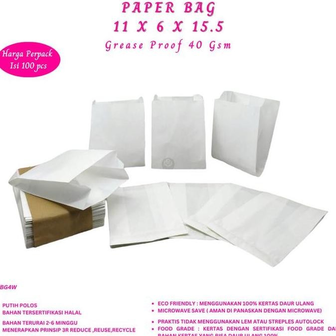 

ready Paper Bag Small 11x6x15.5 Kantong Roti (ISI 100 PCS-FBG4W)