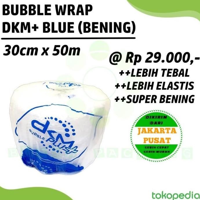 

ready PLASTIK BUBBLE WRAP DKM+ BLUE PREMIUM, MURAH (30CM X 50M)