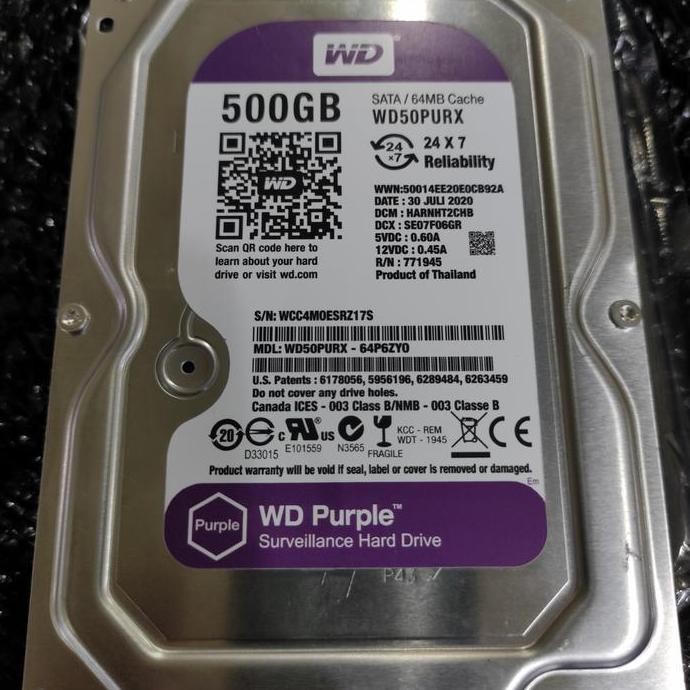 Hard Disk 500 GB WD Purple Hard Disk CCTV