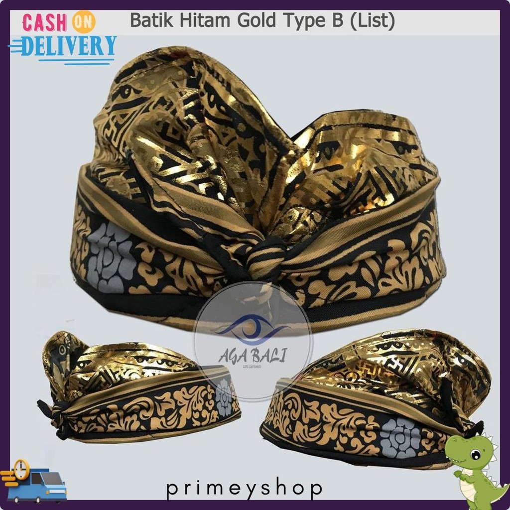 Udeng Bali Jadi Hitam Gold Batik Satin Elegan Flash Sale Diskon Hingga 70%