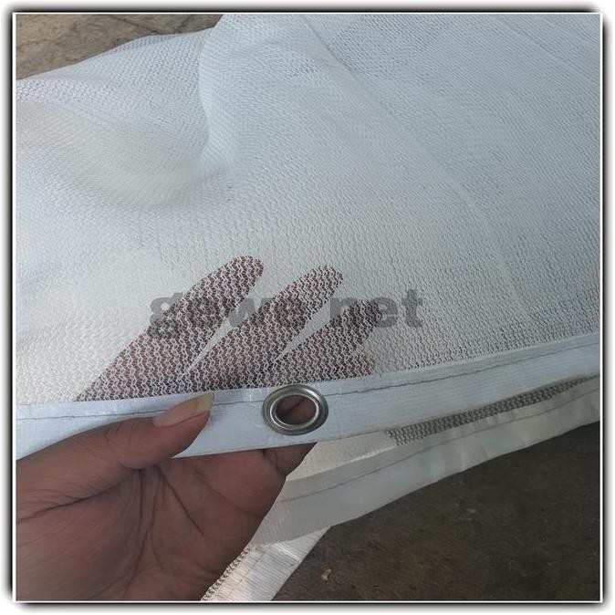 baru paranet nilon 85% putih terpasang mata ayam dan lis