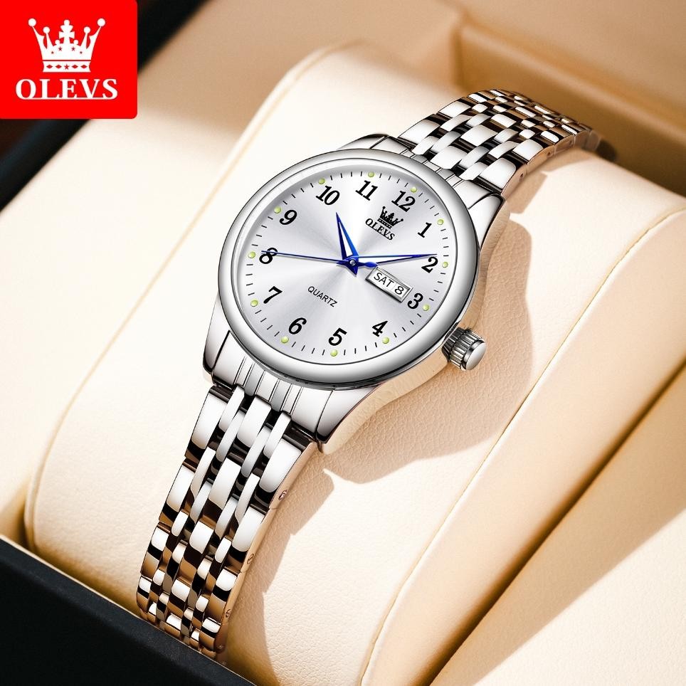 Olevs Jam Tangan Wanita Anti Air Analog Elegant Stainless Steel Jam Tangan Rantai Cewek Women Watch