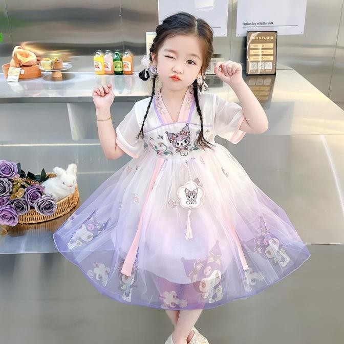 ''Terlaris" Baju Gaun Dress Kuromi Rok Tutu Kostum Anak Perempuan Hanfu Cina Hanbok Pesta Hanfu Mura