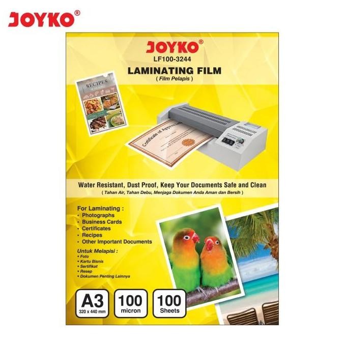 

Terbaru Laminating Film Plastik Laminating Joyko Lf100-3244 A3 100 Sheets