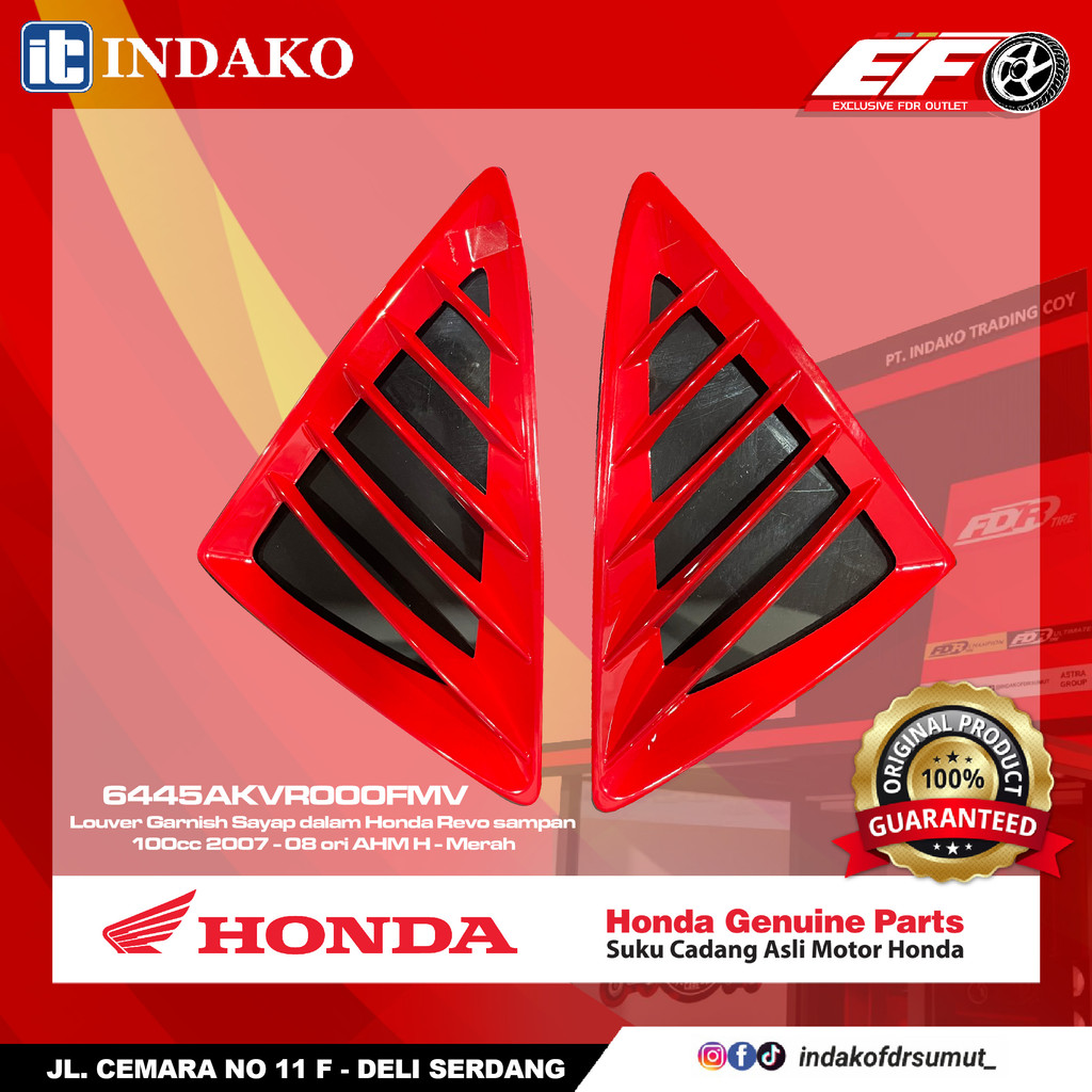 Louver Garnish Sayap Dalam Honda Revo Sampan 100cc 2007, ORI AHM  Merah