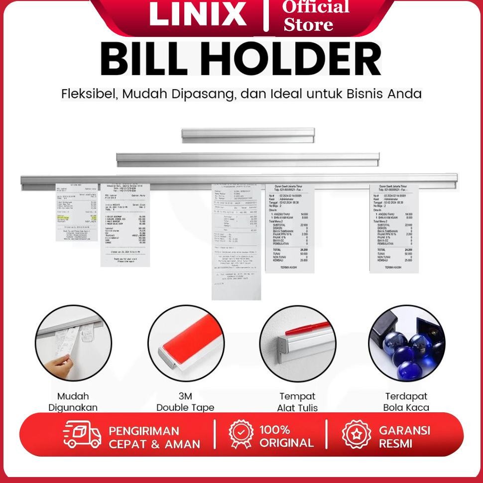 

TERLARIS Linix Bill Holde / Capitan Nota Stainless / Receipt Holder / Penjepit Kertas Bon Bill / 60cm / 100cm Siap kirim