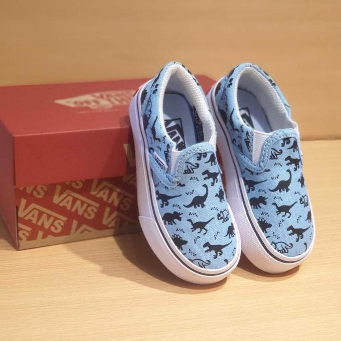 Tersedia Sepatu anak vans slip on dino/sky-blue black/sepatu vans anak/grade A