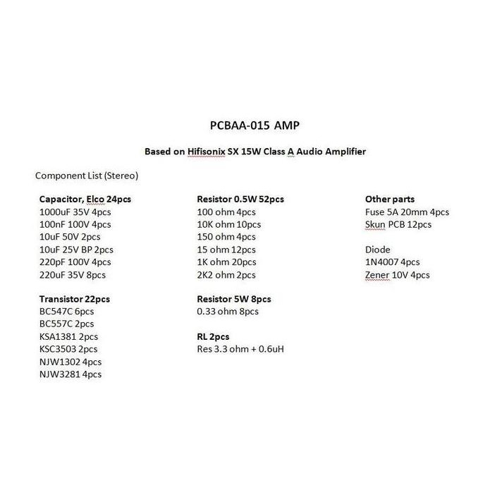 T-Audio Pcbaa-015 Based On Hifisonix Sx Amp 15 Watt Class A Stereo Audio Power Amplifier Pcb Diy New