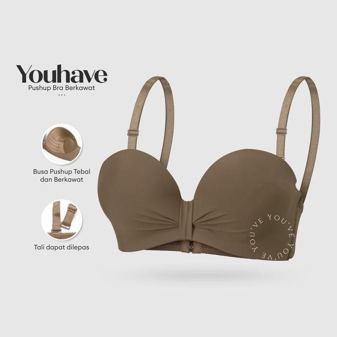 BH BRA SEAMLESS HALF CUP B PUSHUP KAWAT KAIT3 TALI BISA DILEPAS 100196
