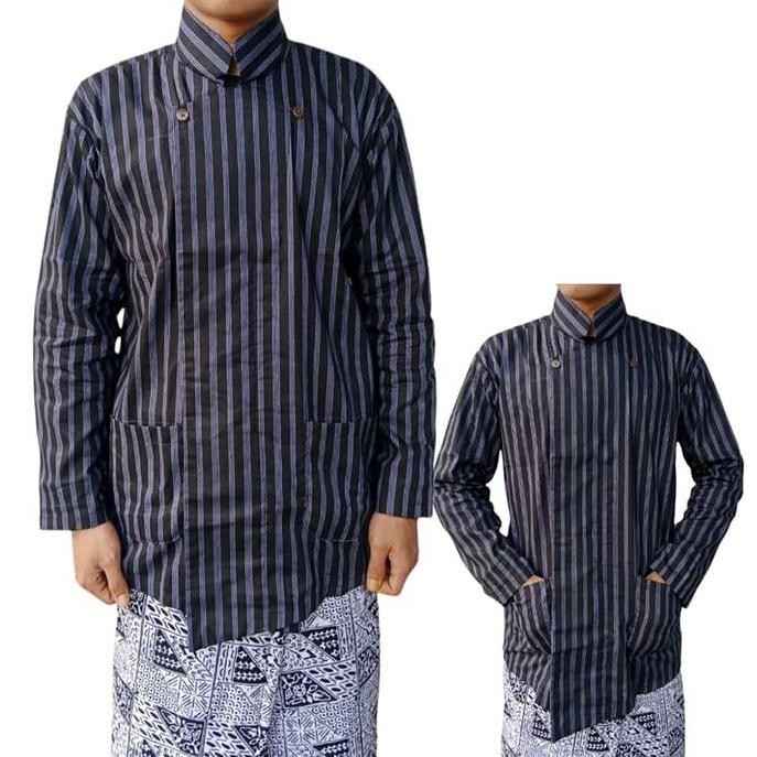 BAJU LURIK JAWA MODEL SURJAN DONGKER HITAM PRIA DEWASA
