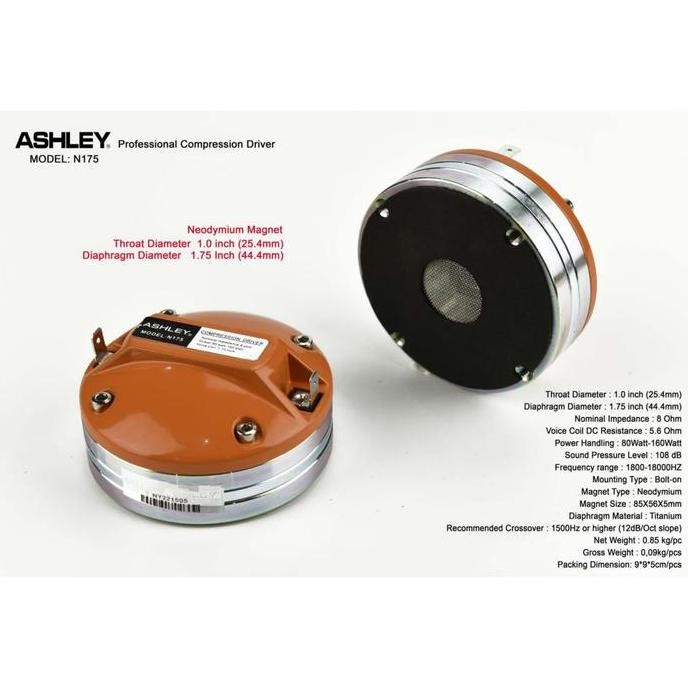 Tweeter Ashley N 175 Original Driver Ashley N175  Driver Tweeter Ashle New Stok