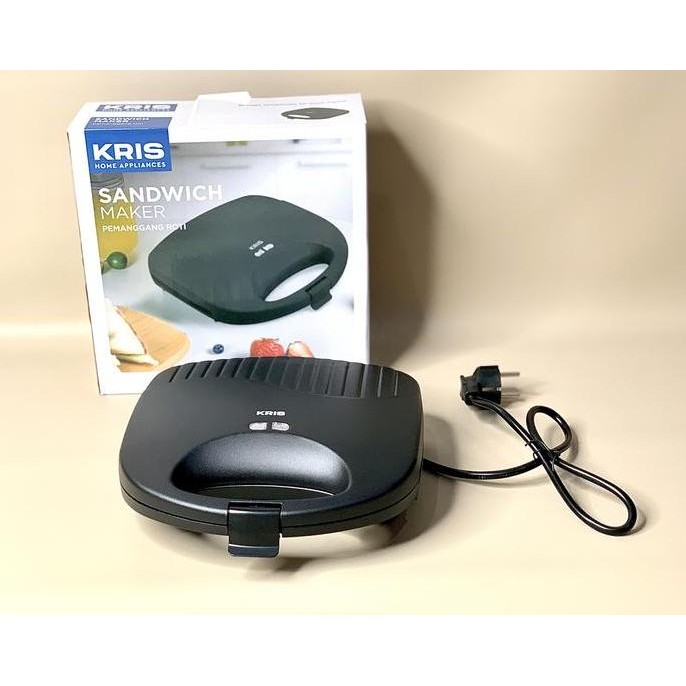 Krisbow Sandwich Maker Alat Pemanggang Roti 4 Slice Black Original