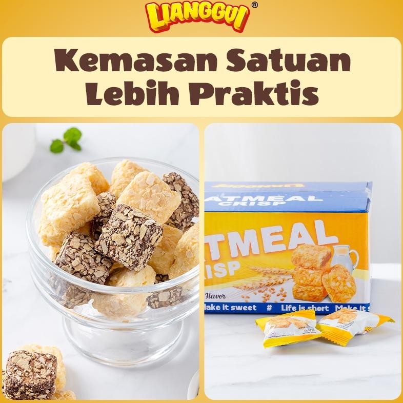 

PJ 60pcs Oatmeal Crisp Halal Biskuit Gandum Cemilan Sehat untuk Teh Sore Kantor Lianggui