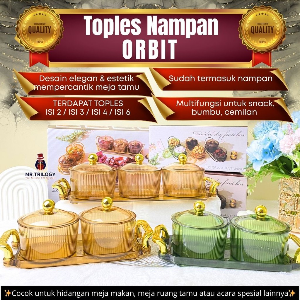 COD Snack Tray TOPLES NAMPAN ORBIT Tempat Saji Snack Bowl Cemilan Toples Lebaran Set Nampan Transpar