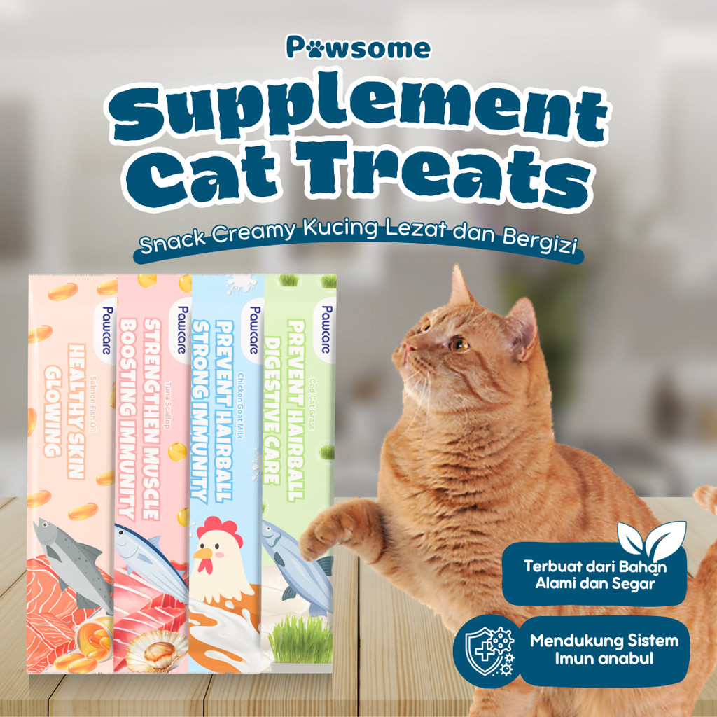 PAWSOME - Cemilan Kucing - Creamy Treats Kucing - Snack Kucing - Cemilan Kucing Sehat bernutrisi - C