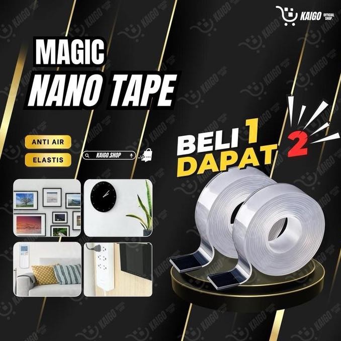 Ready Stock [Beli 1 Dapat 2] Promo Lakban Nano Double Tape Ajaib 2 Sisi Anti Lepas Bersihkan Area Se