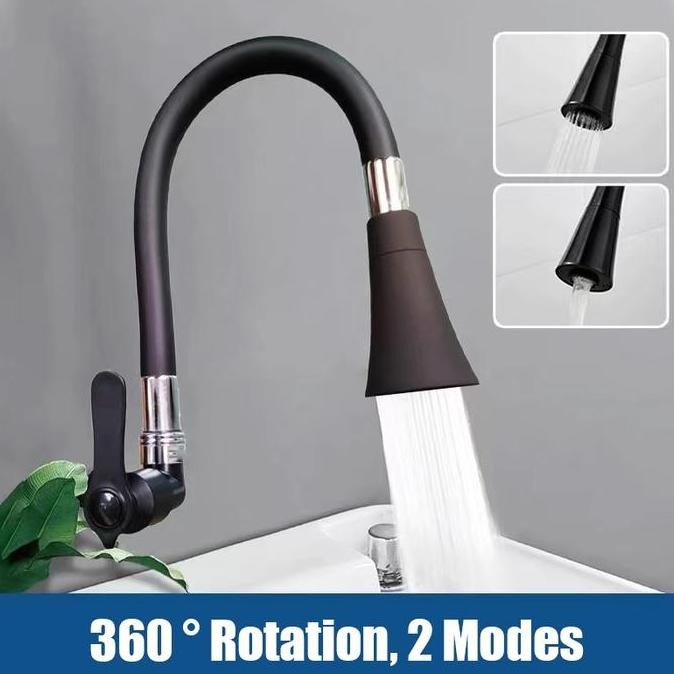 Termurah CodSus304 Kran Angsa Fleksibel Kran Cuci Piring Hitam Kran Cuci Piring Dinding Anti Karat K