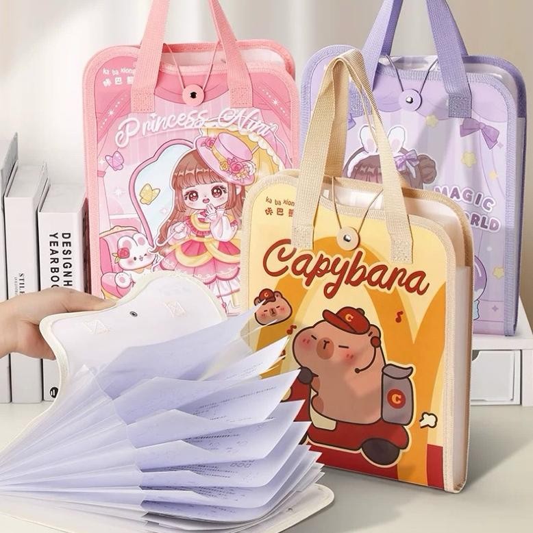 

Capybara Cute Document File Folder Map Organ Bag Expandable A4 Tas Organizer Kertas