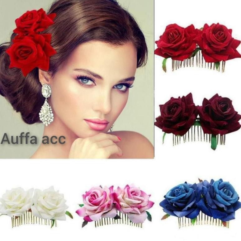 SIRKAM BLUDRU DOBEL/SIRKAM SANGGUL BUNGA ROSE/HIASAN RAMBUT BUNGA ROSE AST